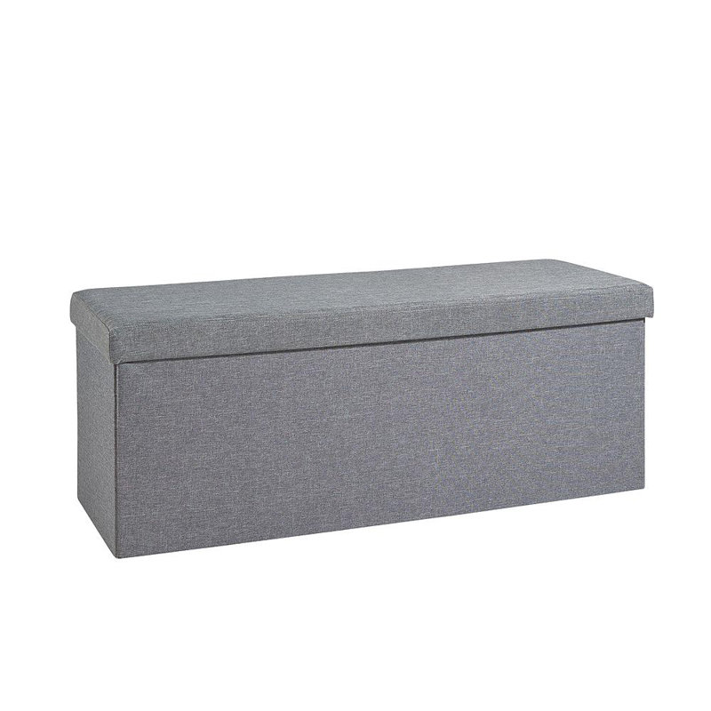 Magdaly 100cm Wide Ottoman Rectangular XL Storage Ottoman, Linen Blend, Grey