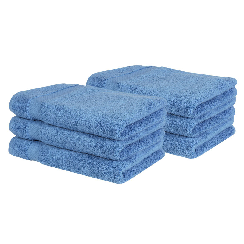Splash 100% Cotton Zero Twist Hand Towel Set, 550 GSM Soft Absorbent Hand Towels for Bathroom, Spa & Daily Use, OEKO-TEX Certified, 6 Pack, Dark Blue