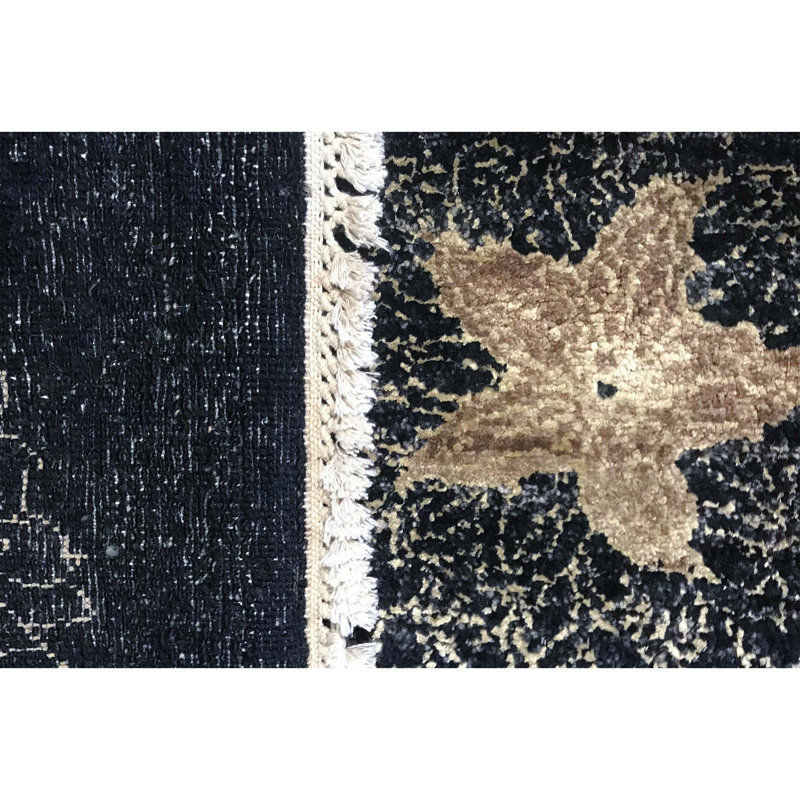 Hand-Knotted High-Quality Black Area Rug