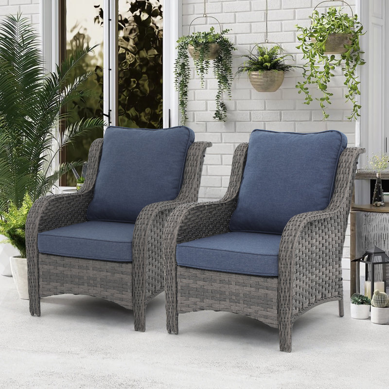 Outdoor Patio Chairs (Set of 2), Navy