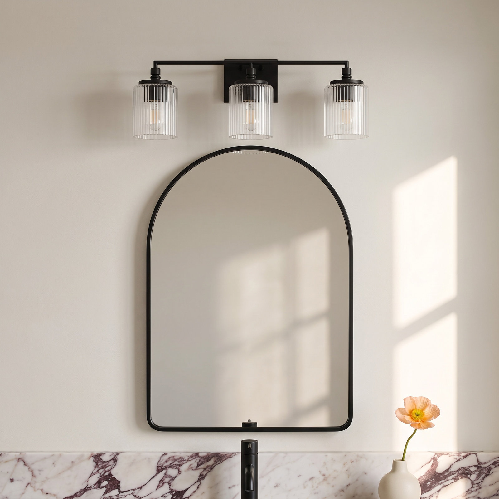 Adalina 3-Light Dimmable Vanity Light, Midnight Black
