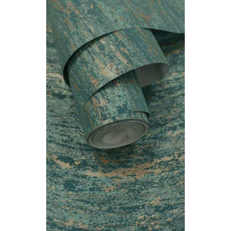 Rouleau de papier peint texturé L 33 pi x l 21 po patiné, Bleu sarcelle