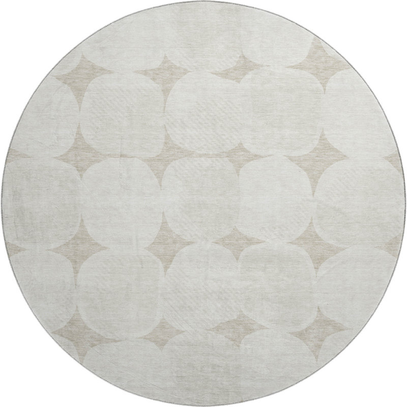 Premium Machine Washable Prisco Beige Rug, Round 8'