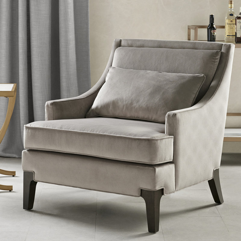 Perry Street Anna Arm Accent Chair, Light Gray Velvet
