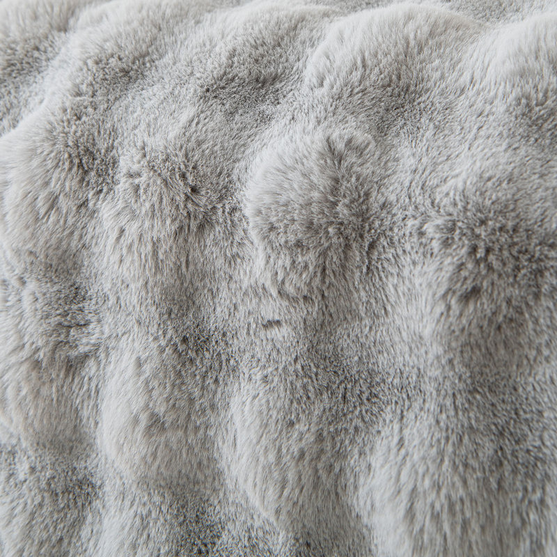 1-Piece Faux Fur Box Cushion Slipcover, 71" H x 134" W, Dark Gray