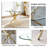 36" Round Glass Dining Set, Modern Cross Stainless Steel Base and 4 Velvet Upholstered Dining Chairs-412114667-412114641