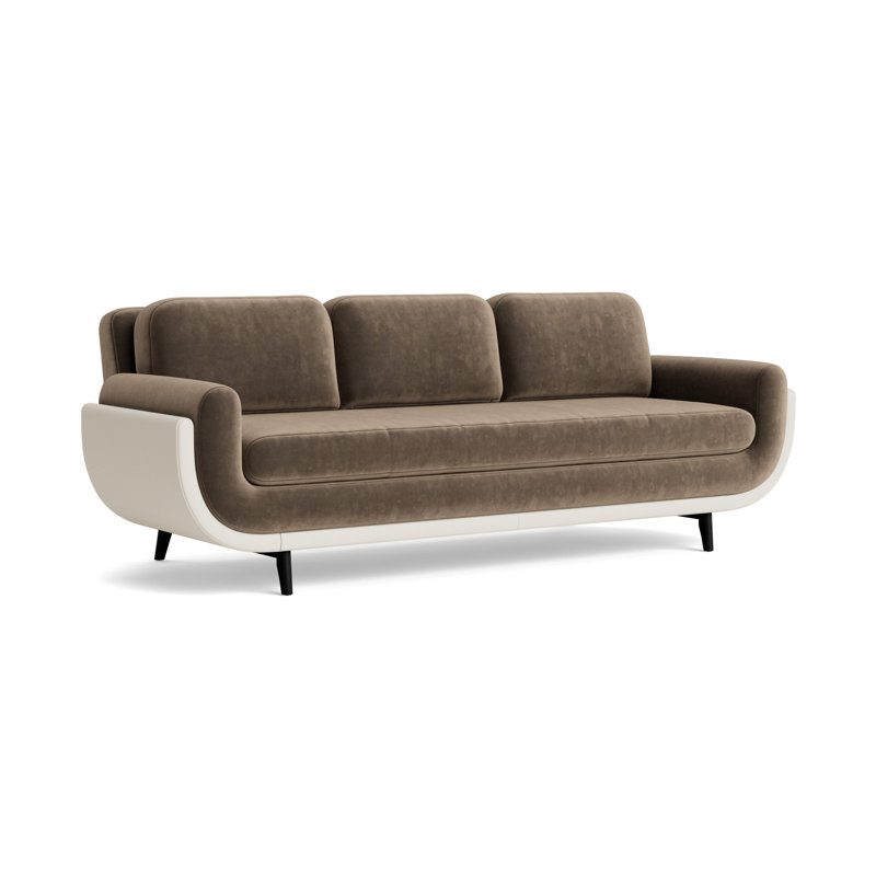 Regatta 90 Sofa, Performance Velvet-Otter/Greenwich Leather-Cream, Black