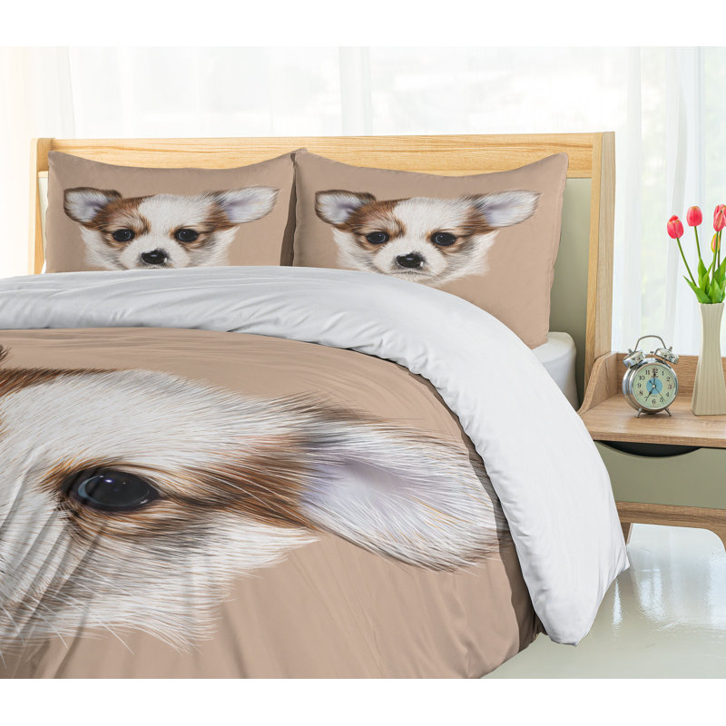 Pale Caramel Puppy Portrait King Duvet Cover Set