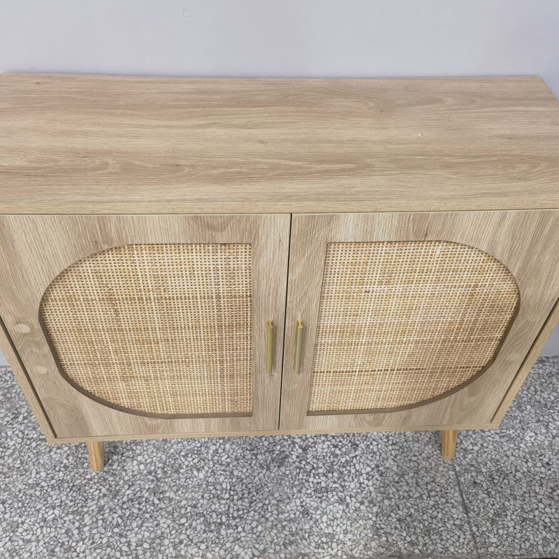 Buffet Cabinet With Storage, Accent Bathroom Floor Cabinet,With Two Doors And 4 Compartments Forstorage,Cabinet With Wood Feet,Sideboard Cabinet For Hallway, Entry, Living Room, Bathroom Storage