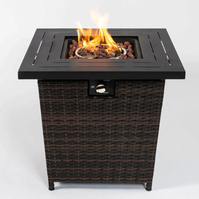28Inch Wicker Square Fire Pit Table