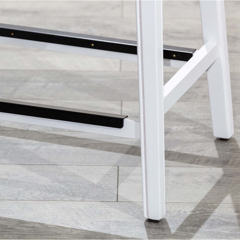 Tabouret de bar, siège en cuir, Gris patiné, Noir