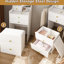 Meuble-lavabo multifonctionnel avec miroir à 3 températures de couleur, tabouret caché et 4 compartiments blancs pour l'organisation de la chambre à coucher Compact 31, tablettes de rangement sous le siège à densité moyenne