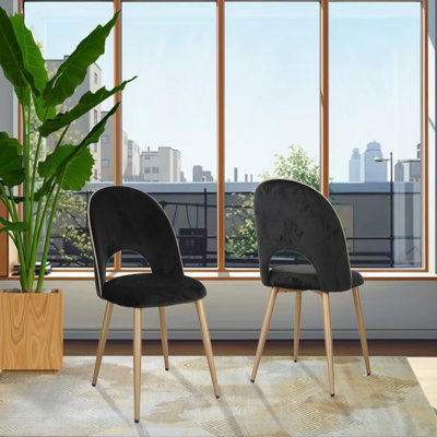 Zaide Velvet Upholstered Metal Side Chair