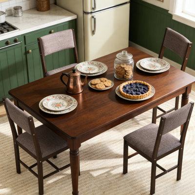 Comfortable Kitchen Chairs With Soft Foam And Solid Rubberwood, Ideal For Family Dinners Gatherings Of 4 Brown Wood Compact Design, Saving Space In Your Dining Room