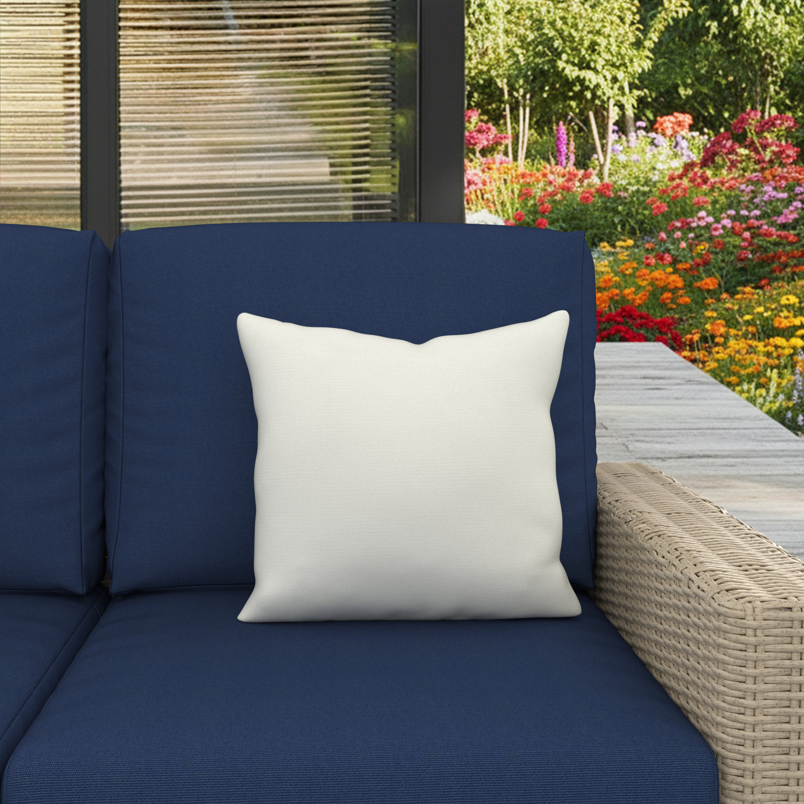 Indoor/Outdoor Throw Pillow, Square 18", Canvas Natural Sunbrella® Canvas