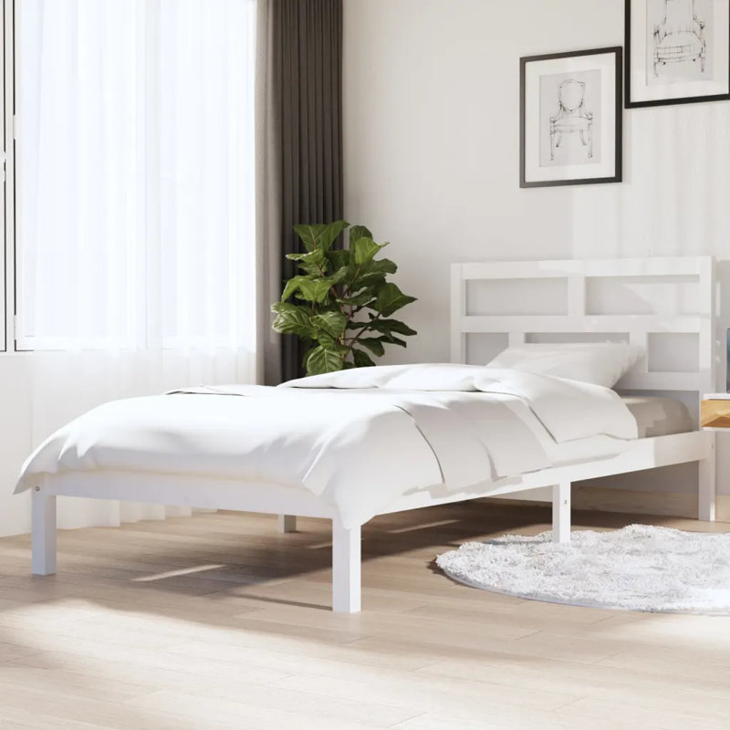 Bed Frame Solid Wood, white, Super King (6')
