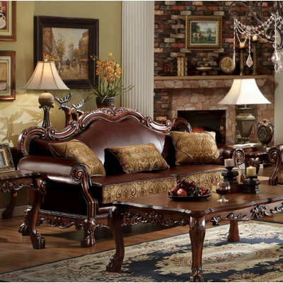 Dresden 87" Faux Leather Rolled Arm Sofa