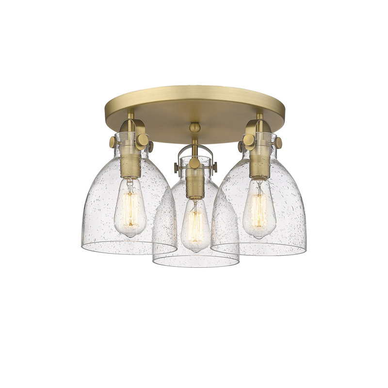 Smeltertown Glass Flush Mount, Brushed Brass, Seedy
