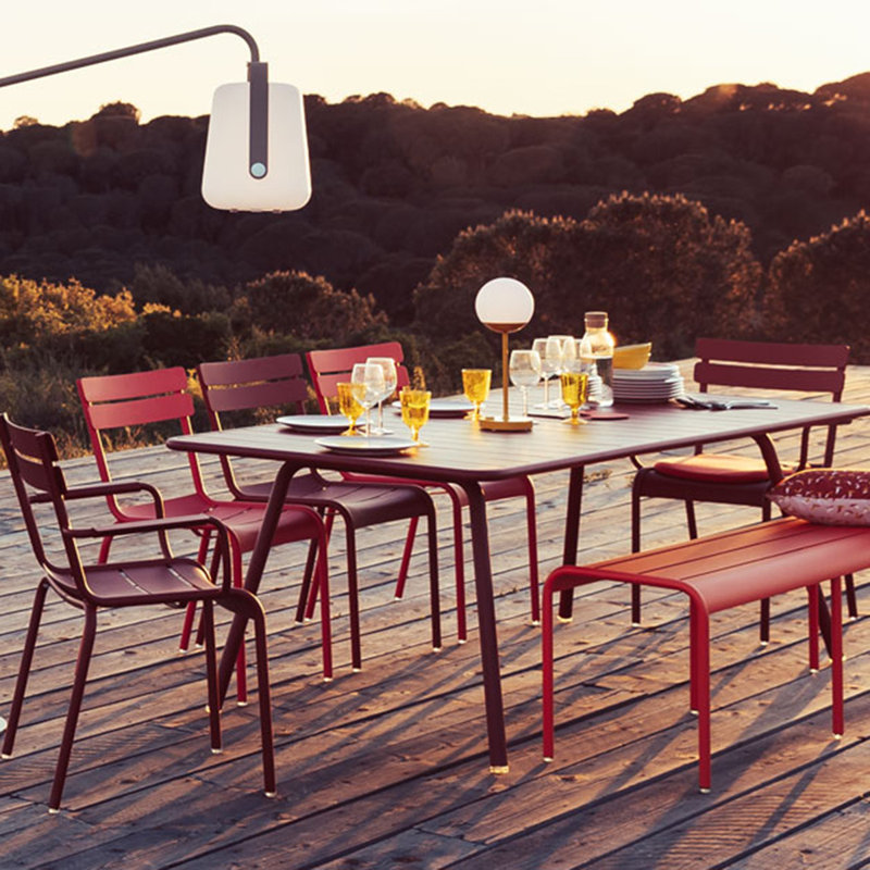 Luxembourg Outdoor Dining Side Chair, Black Cherry, 4