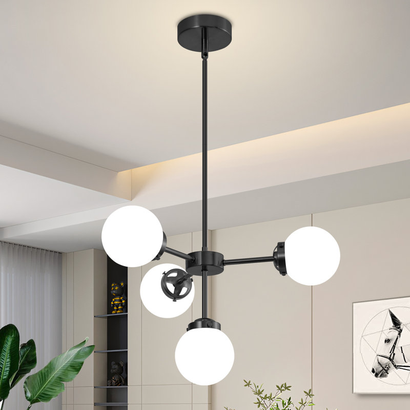 Kalaila 4 - Light Dimmable Globe Chandelier, Matte Black