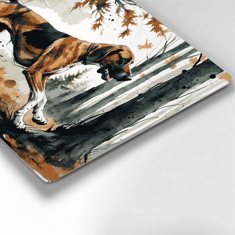 «Dogs Treeing Walker Coonhound», art mural en métal gris, H 11 po x l 14 po