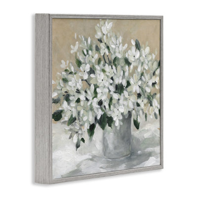 Fleurs en pot blanches, estampe numérique encadrée par Carol Robinson