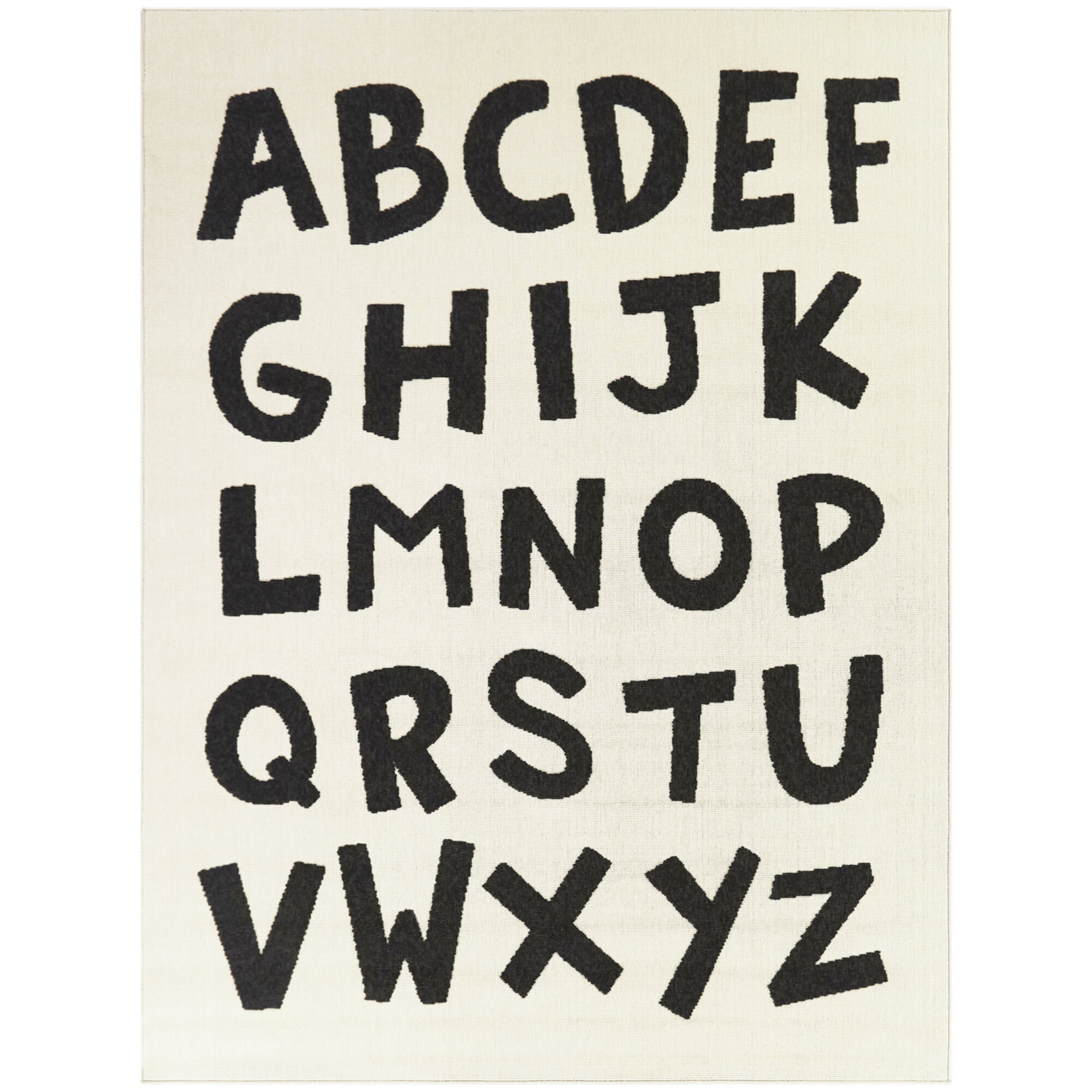 Kids Alphabet Area Rug, Cream, Rectangle 5'3" x 7'