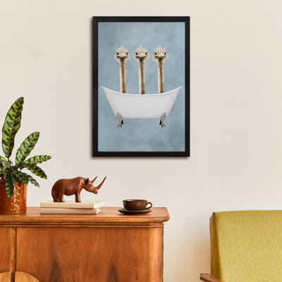 «Ostriches In Bathaign», affiche encadrée par Coco de Paris