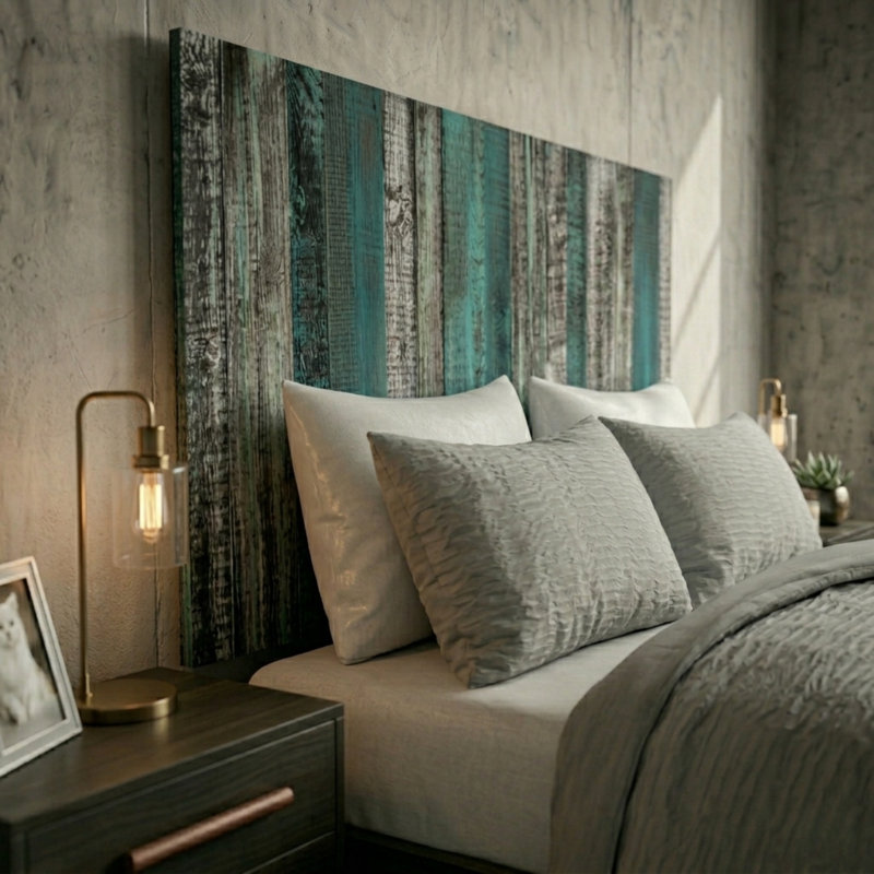 Davel Solid Wood Headboard, Full / Double, Industrial Mix