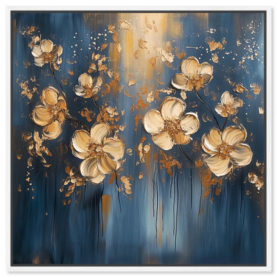 Art floral élégant sur toile luxueuse avec fleurs dorées par Art Remedy