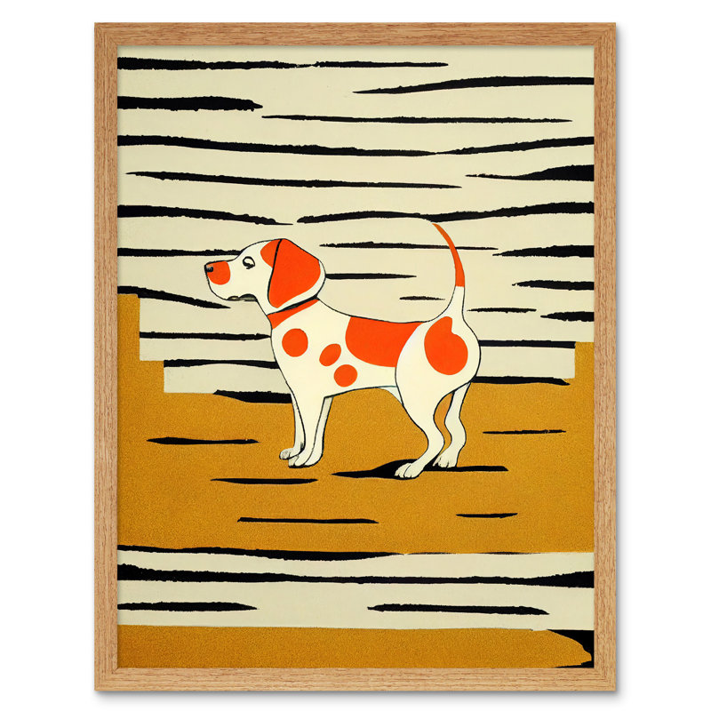 Beagle Dog illustration Springer Spaniel - No Frame Rectangle Print, 43cm H x 33cm W x 2cm D, Light Brown Framed Paper