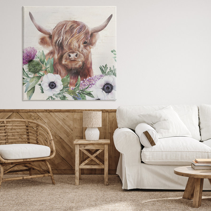 Toile Penny The Highland Cow, design par Lux + Me Designs, H 36 po x l 36 po