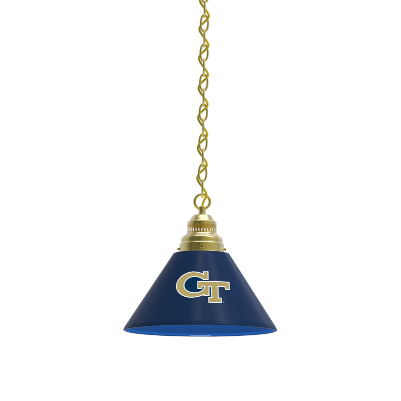 Luminaire suspendu conique à 1 lumière NCAA, Yellow Jackets de Georgia Tech, Laiton