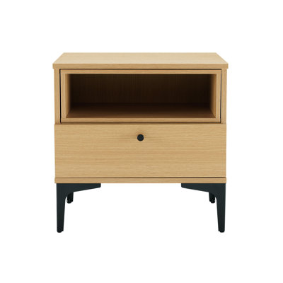 Amara 20" W Modern Nightstand with 1 Full Extension Drawer and Metal Legs