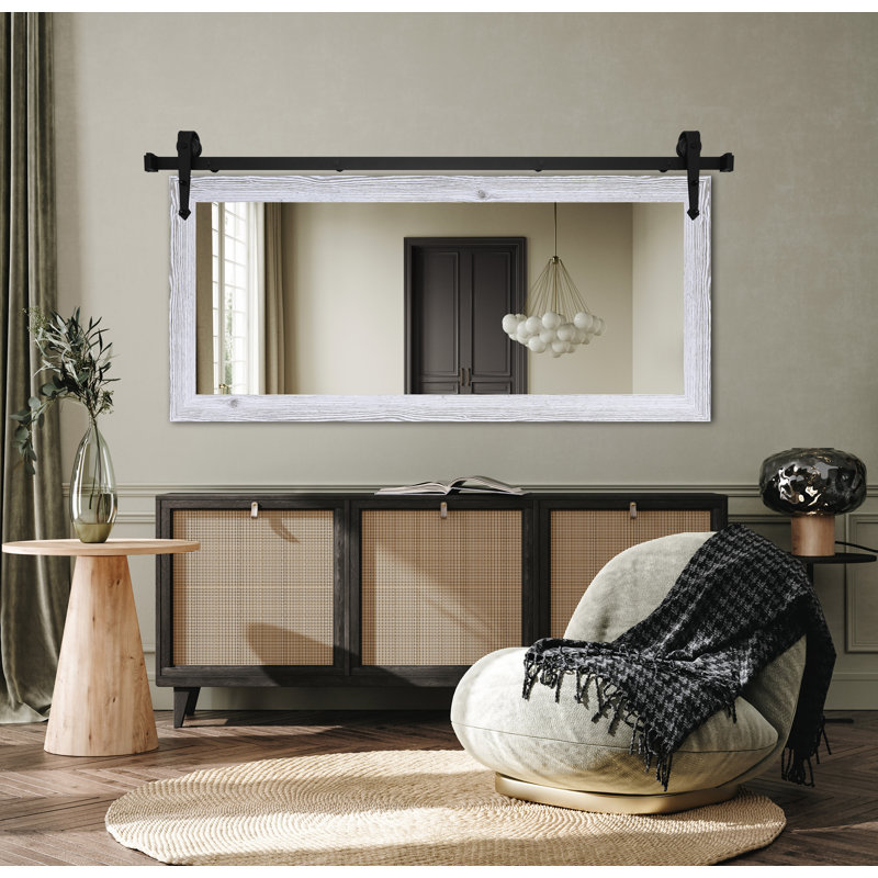Ventanas Flat Wall Mirror, Distressed White, 33" x 66"
