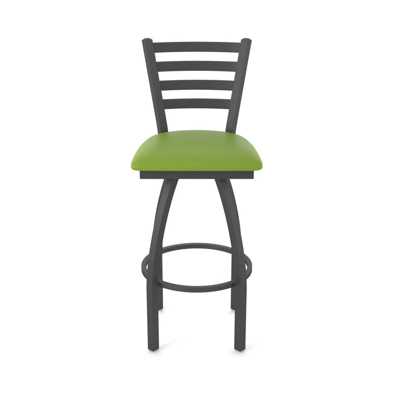 Jackie Swivel Stool, Pewter, Vinyl-Canter Kiwi Green, Bar Stool (30" Seat Height)