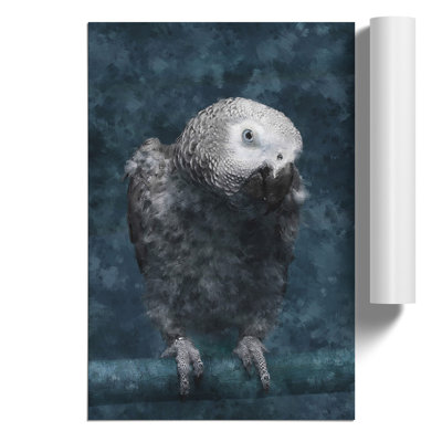 African Grey Parrot Painting - Frameless Print