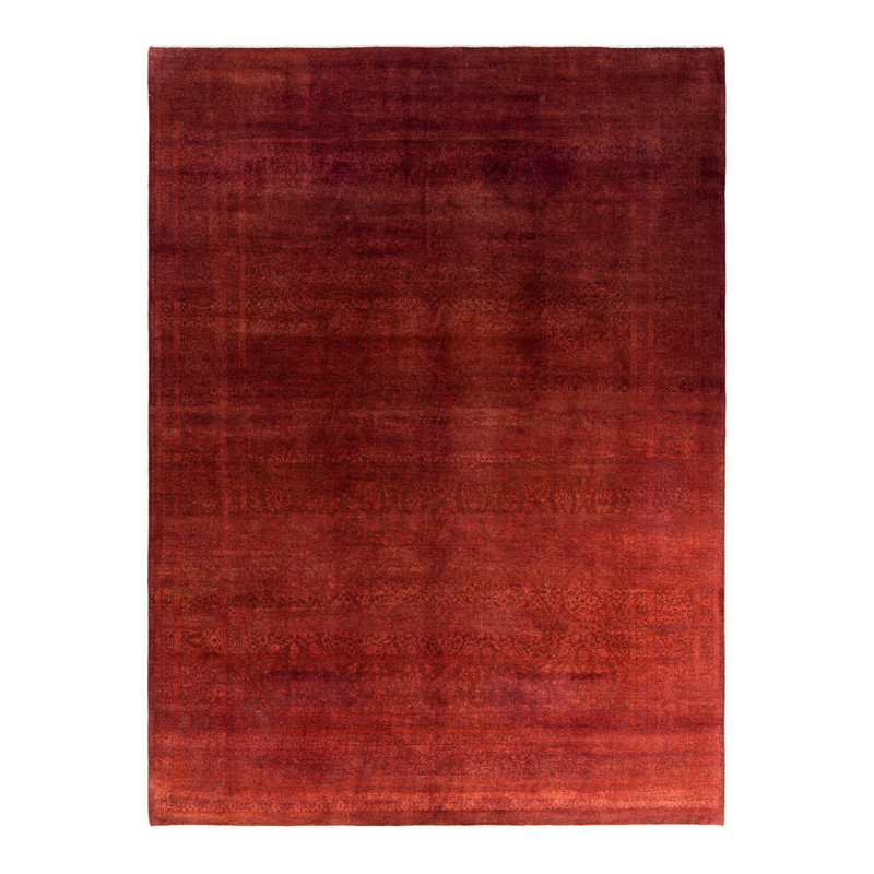 Tapis unique noué à la main Fine Vibrance - rose, 9 pi 4 po x 11 pi 10 po