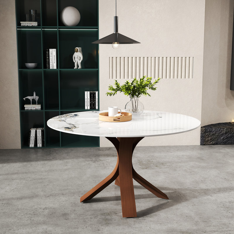Table de salle à manger Modern, H 29,53 po x L 53,15 po x l 53,15 po, Brun, Encre