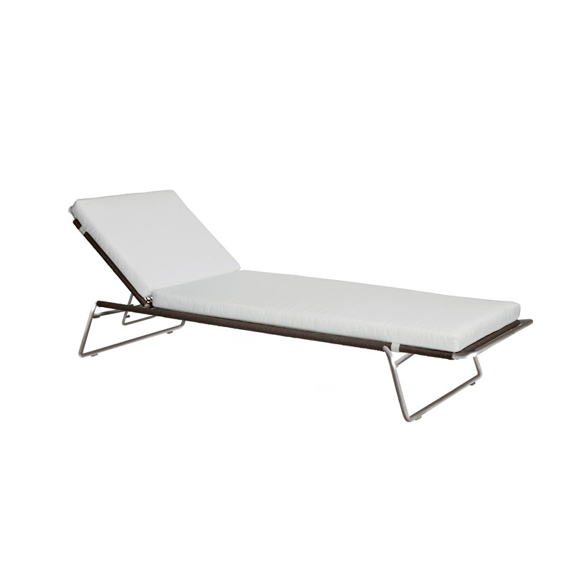 Chaise longue avec coussins Sandur Sun, Toile Sunbrella® naturel, Corde taupe / structure en acier inoxydable