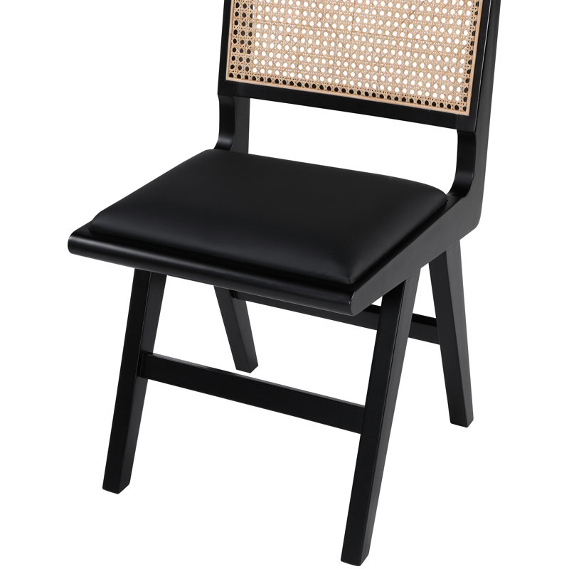 Chaise d'appoint Abby, Cuir végétalien noir, Noir