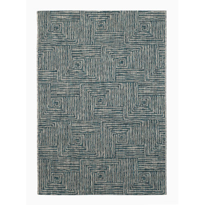 Outdoor Rug - Waterproof Easy to Clean Stain Resistant - Patio Indoor Outdoor Porch Deck Balcony Entryway - Geometric Modern - Budapest - Aqua
