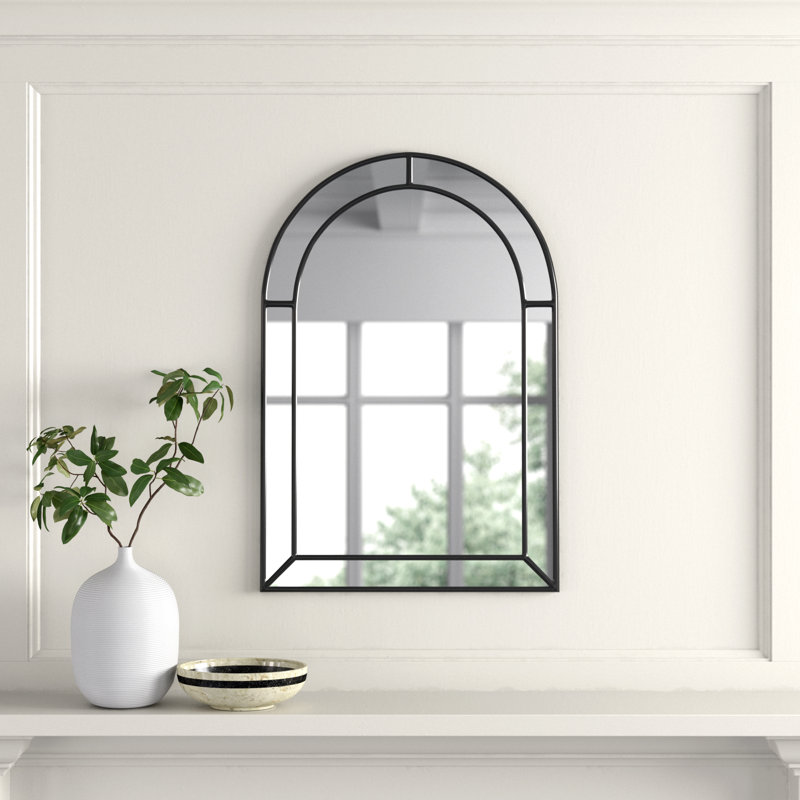 Iris Engineered Wood Mirror, 30" H x 20" W, Black