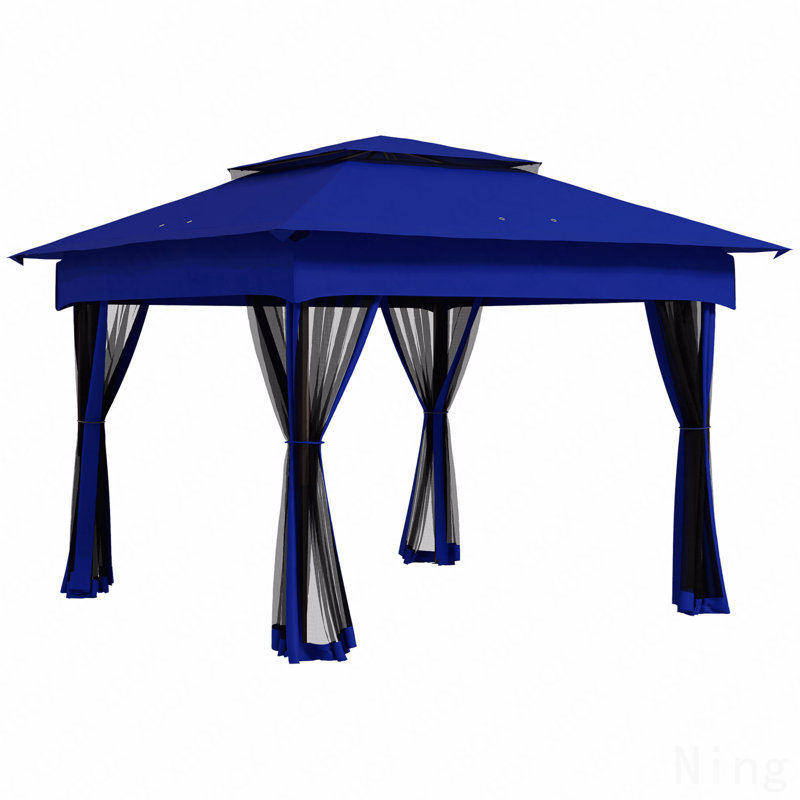 Pavillon de jardin escamotable 11X11FT, moustiquaire pour l'extérieur avec sac de transport (bleu), Bleu