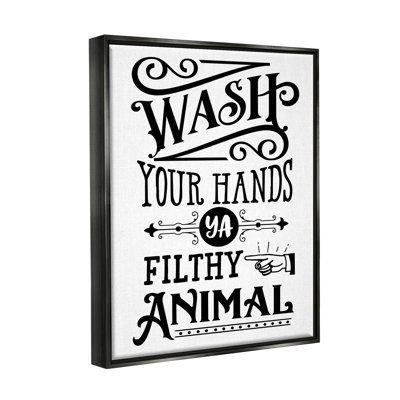 «Wash Your Hands», symbole rétro Serif par lettrage et doublure - reproduction de cadre rectangulaire sur toile flottante