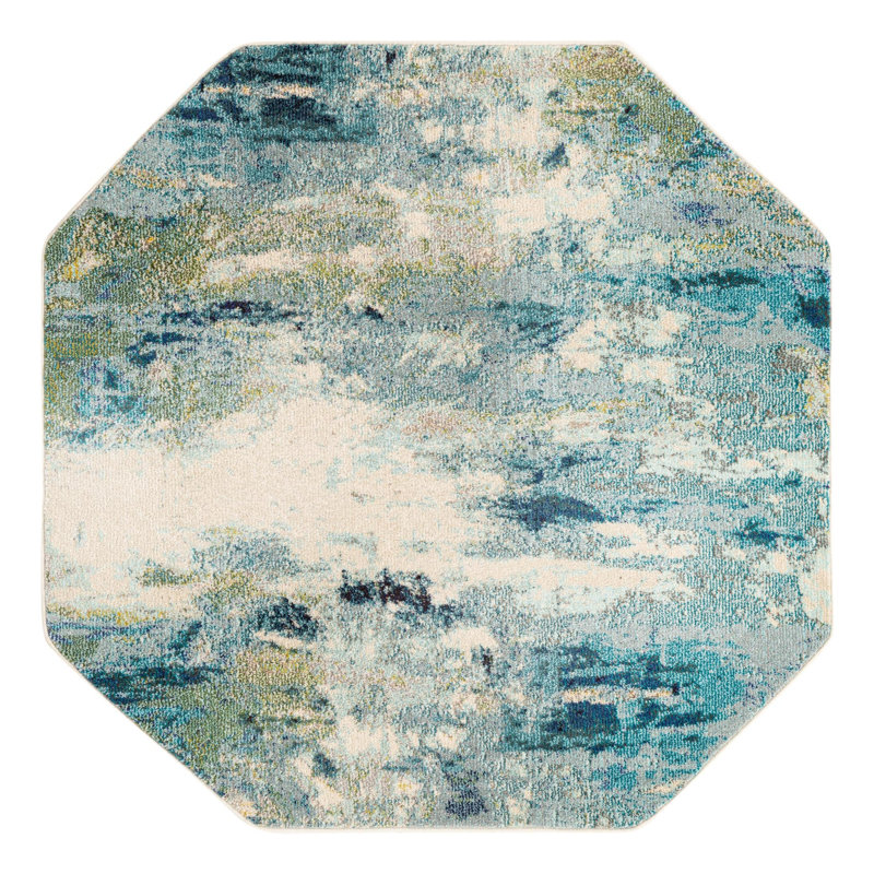 Keimar Washable Abstract Indoor Rug, Octagon 5' x 5'