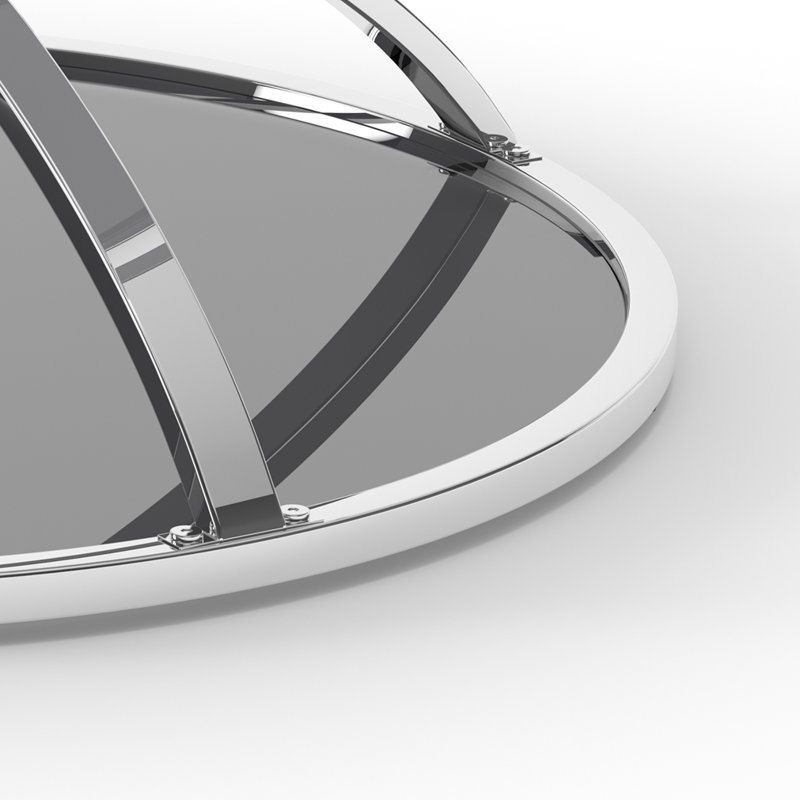 Round Glass Coffee Table with 2 Tiers, silver