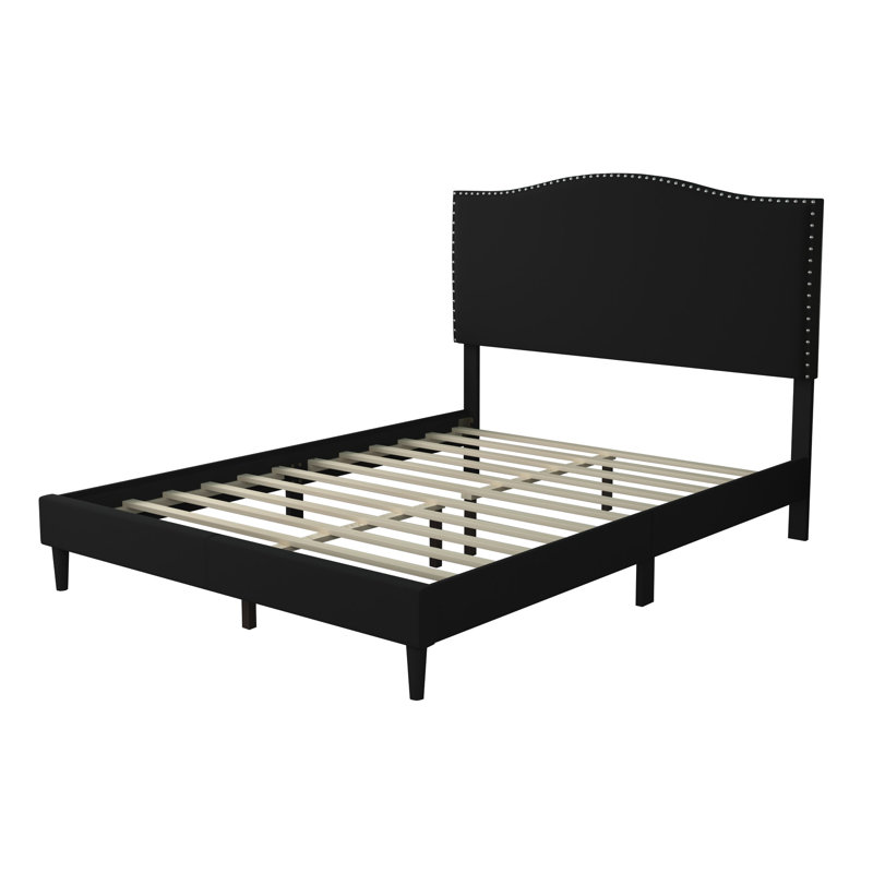 Lit plateforme tapissier Arne, Simple, Noir