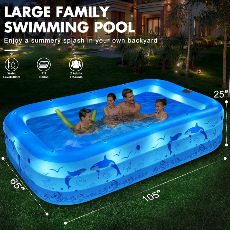 Textles Hub Vinyl Rectangle Inflatable Pool