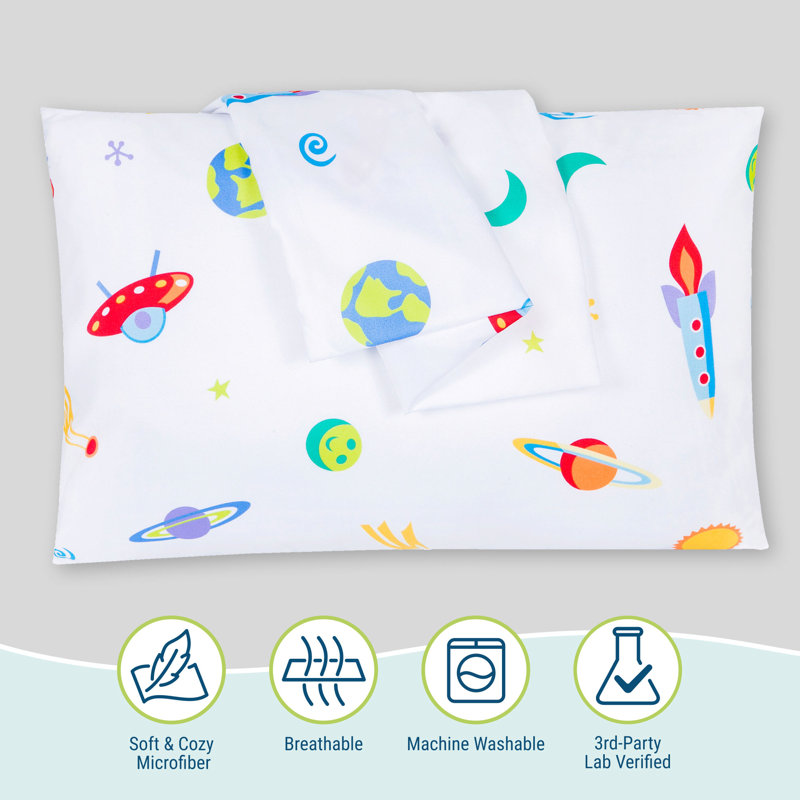 Paquet de 2 taies d'oreiller pour enfants 100% microfibre Wildkin - Taille douce, respirante et pour tout-petits - Out of this World